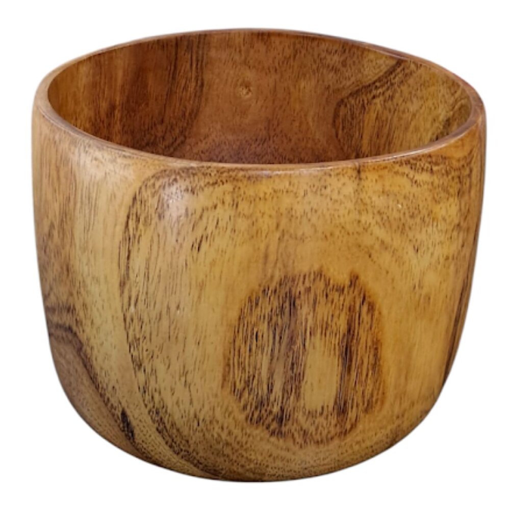 Solid Wood Bowl Wooden Country Farmhouse Cottage Art Deco MCM